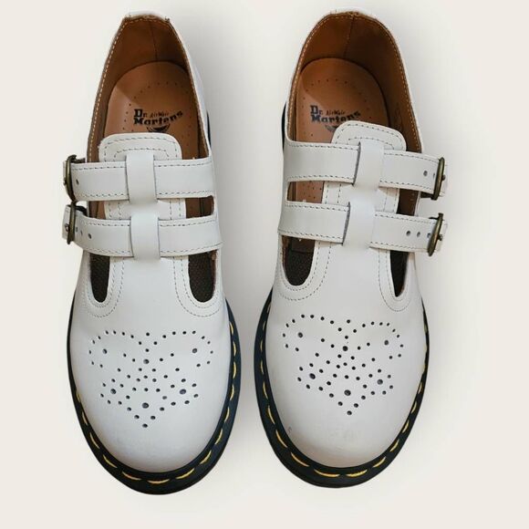 Dr. Martens Shoes - Doc Martens White Leather Mary Janes SZ 8